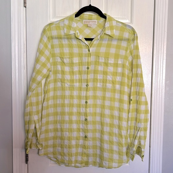 Michael Kors checkered button up rouch look EUC - Picture 1 of 9